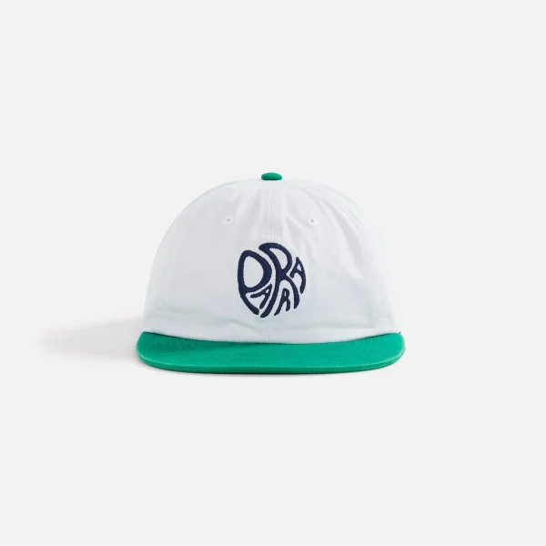 parra circle tweak logo 6 panel hat in off white green - KITH-SHOP