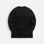 parra distorted waves pine green knitted pullover - KITH-SHOP