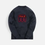 parra fast food logo crew neck sweatshirt navy blue - KITH-SHOP