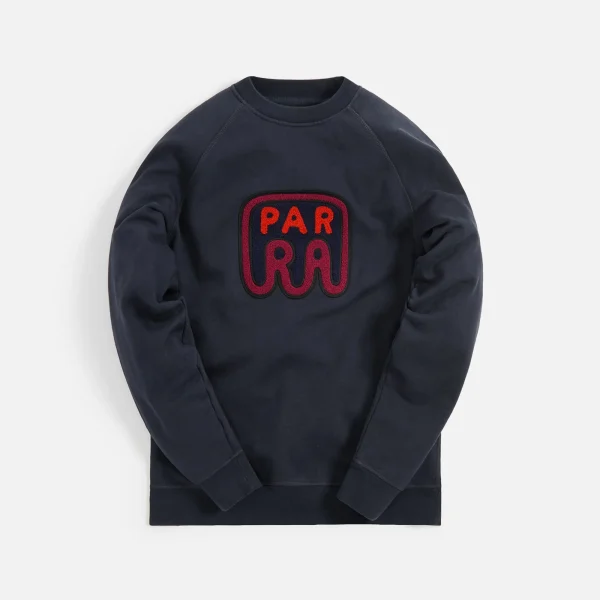 parra fast food logo crew neck sweatshirt navy blue - KITH-SHOP