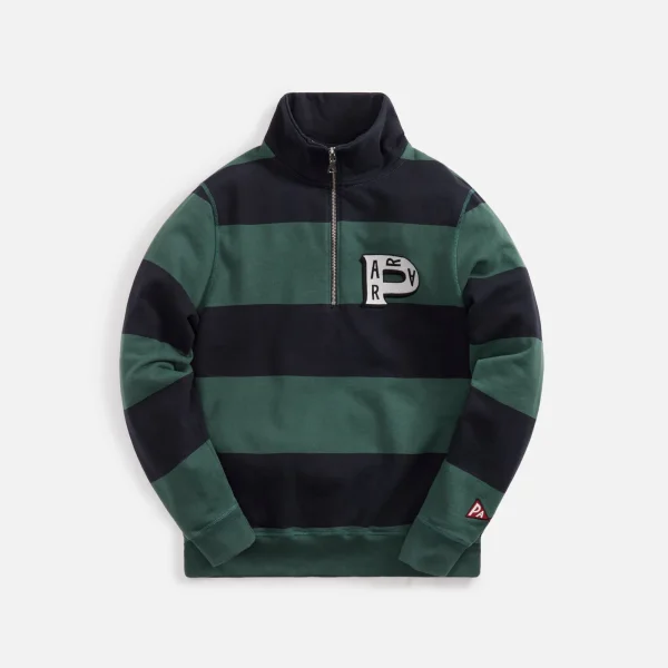 parra worked p striper half zip sweatshirt in navy green - KITH-SHOP