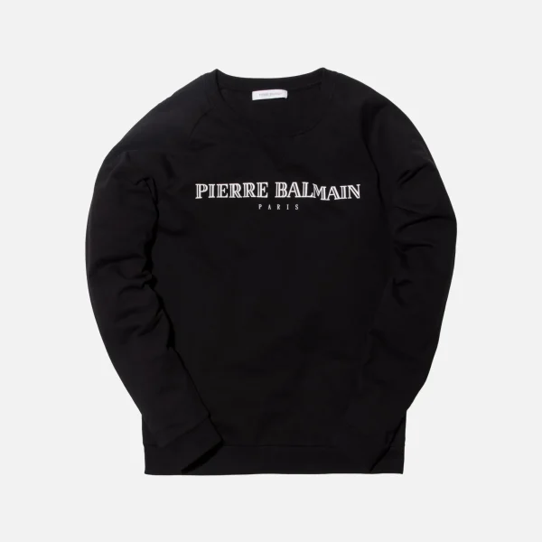 pierre balmain black and white logo crewneck sweatshirt - KITH-SHOP