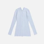 proenza schouler pale blue ribbed knit zip cardigan - KITH-SHOP