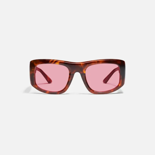 quay x guizio 53mm uniform square sunglasses brown tortoise rose gold - KITH-SHOP