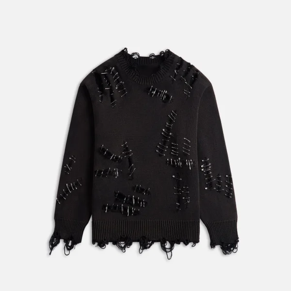 r 13 black slashed boyfriend sweater - KITH-SHOP