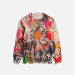 r 13 heart graffiti printed boyfriend sweater - KITH-SHOP