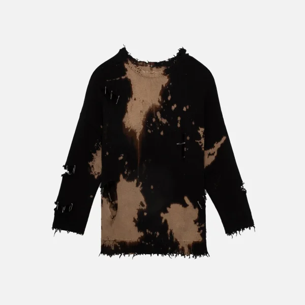 r13 distressed bleached black sweater - KITH-SHOP