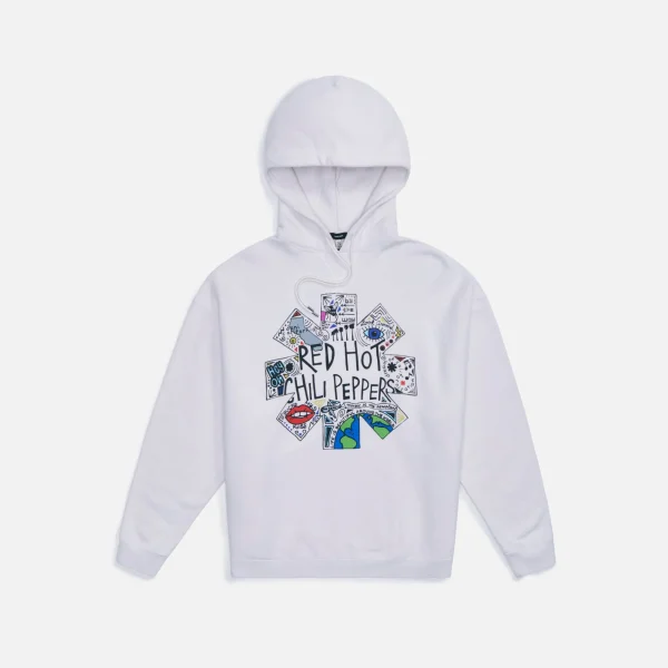 r13 oversized rhcp doodle hoodie dirty white - KITH-SHOP