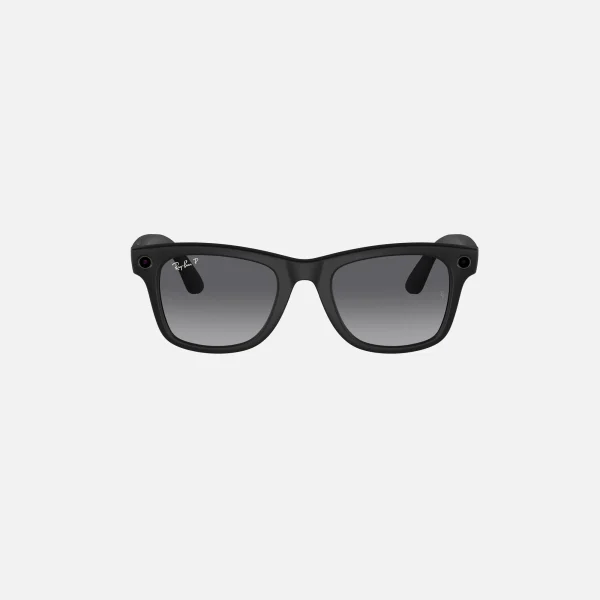 ray ban meta wayfarer sunglasses matte black frame with polarized gradient graphite lenses - KITH-SHOP