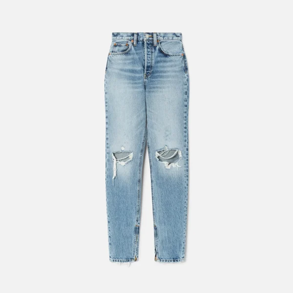 redone super high drainpipe jeans wrecking blue - KITH-SHOP