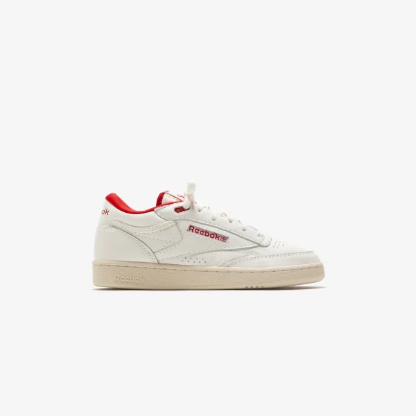 reebok club c mid ii vintage shoes chalk alabaster flash red - KITH-SHOP