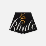 rhude black cr me knit logo shorts - KITH-SHOP