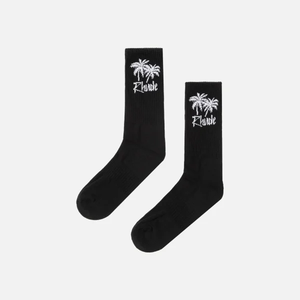 rhude black palm tree design socks - KITH-SHOP