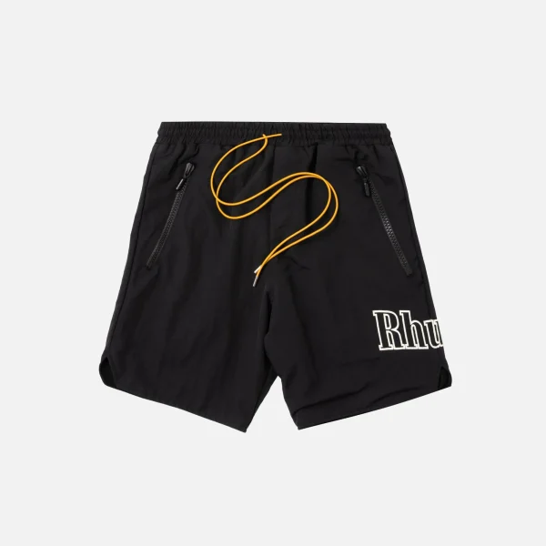 rhude black swim shorts with logo - KITH-SHOP