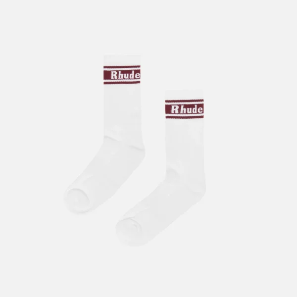 rhude burgundy striped socks - KITH-SHOP