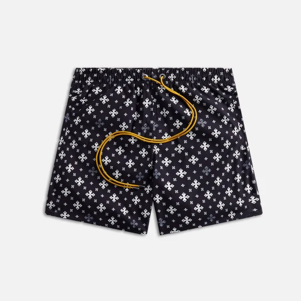 rhude cross bandana swim shorts black and white - KITH-SHOP