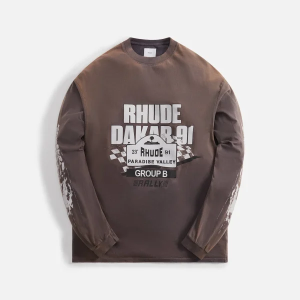 rhude dakar 91 long sleeve t shirt vintage gray - KITH-SHOP