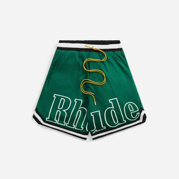 rhude forest green court logo shorts - KITH-SHOP