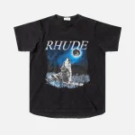 rhude moon design wolf graphic tee black - KITH-SHOP