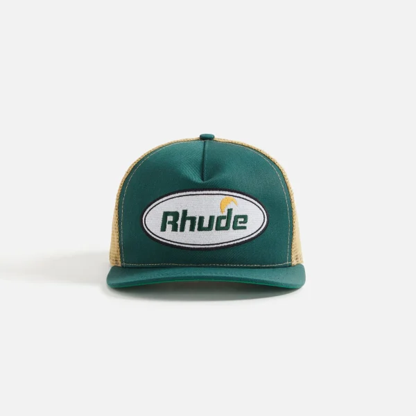 rhude moonlight green and white trucker hat - KITH-SHOP