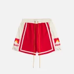 rhude moonlight short in red and cream - KITH-SHOP