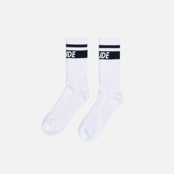 rhude two stripe logo white black socks - KITH-SHOP