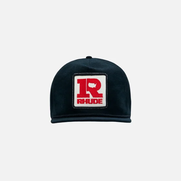 rhude usa patch trucker hat black red - KITH-SHOP