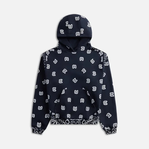 rhude vintage black bandana print hoodie - KITH-SHOP