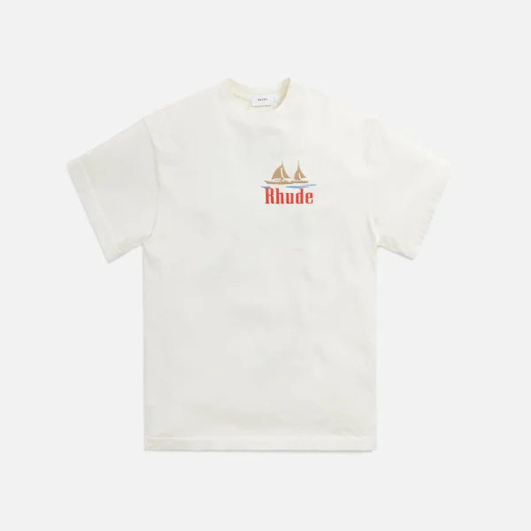 rhude vintage white sailing graphic tee - KITH-SHOP