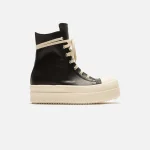 rick owens women s mega bumper sneakers black milk milk leather shoes - KITH-SHOP