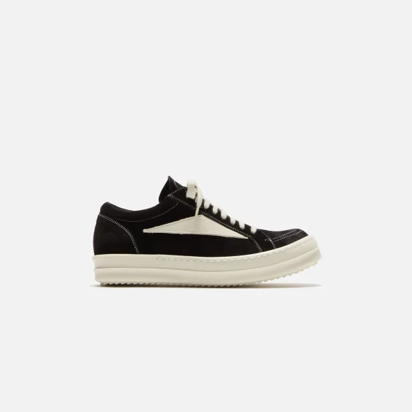 rick owens women s vintage black leather milk trim sneakers - KITH-SHOP