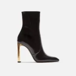 saint laurent auteuil 105 black spazzolato leather bootie - KITH-SHOP