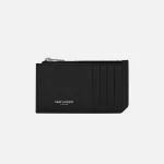 saint laurent black zip around credit card wallet - KITH-SHOP