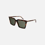 saint laurent havana green thin sharp square frame sunglasses - KITH-SHOP