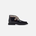 saint laurent leopard print teddy strap boots in black - KITH-SHOP