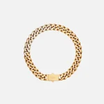 saint laurent light gold gourmette chain necklace in brass - KITH-SHOP