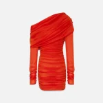 saint laurent orange mousseline brique dress - KITH-SHOP