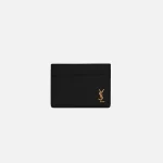 saint laurent small black logo ysl card holder - KITH-SHOP