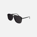 saint laurent soft square double bridge aviator sunglasses black - KITH-SHOP