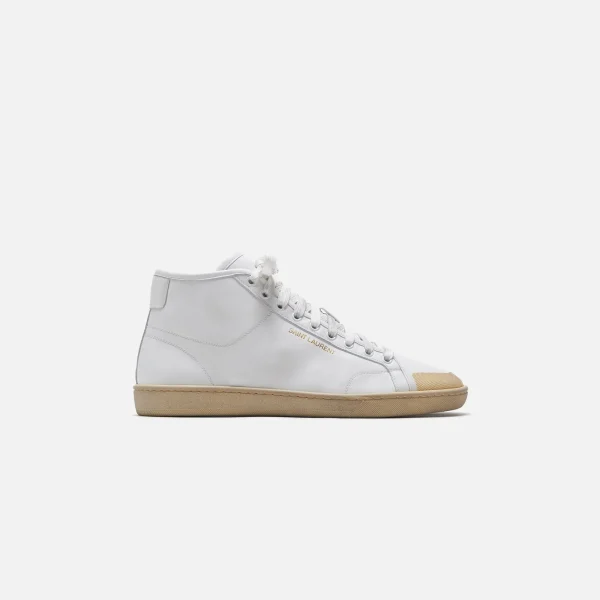 saint laurent white sl39 mid top sneakers - KITH-SHOP