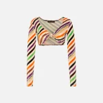 siedres logan striped crop top long sleeve diagonal design multicolor - KITH-SHOP