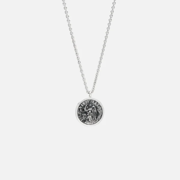 silver angel coin pendant by tom wood short chain - KITH-SHOP