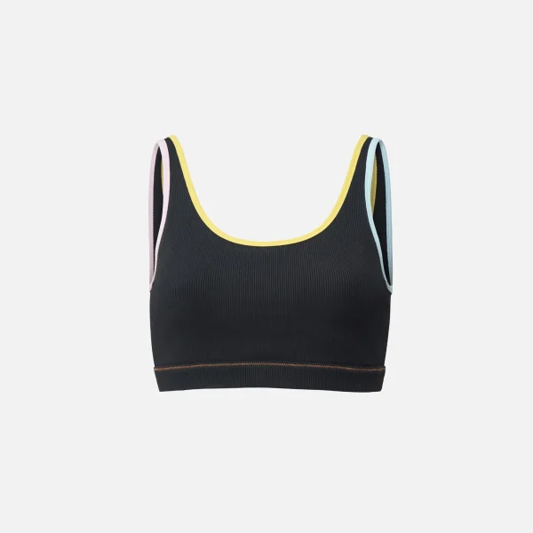 solid striped high tide ribbed sports bra blackout multi - KITH-SHOP