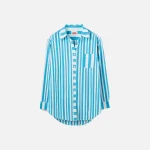 solid striped peacock blue oxford tunic - KITH-SHOP