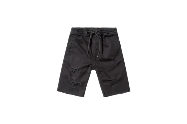 stampd black distressed denim shorts - KITH-SHOP