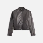 stampd black faux leather oversized cropped bomber jacket - KITH-SHOP