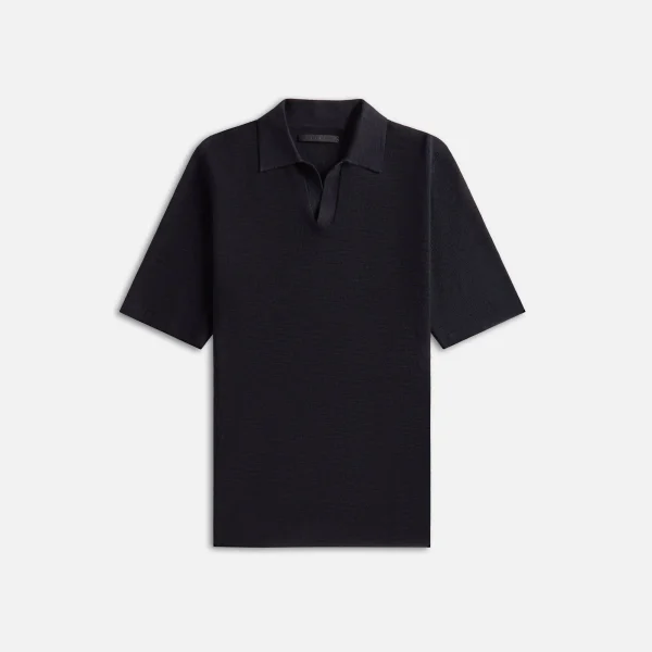 stampd black ribbed knit polo shirt - KITH-SHOP