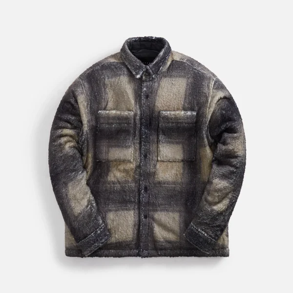 stampd camo plaid cropped sherpa button down shirt - KITH-SHOP