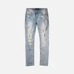 stampd distressed skinny fit denim in light indigo - KITH-SHOP