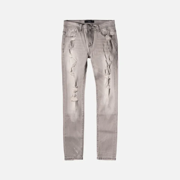 stampd distressed slim fit grey denim jeans - KITH-SHOP